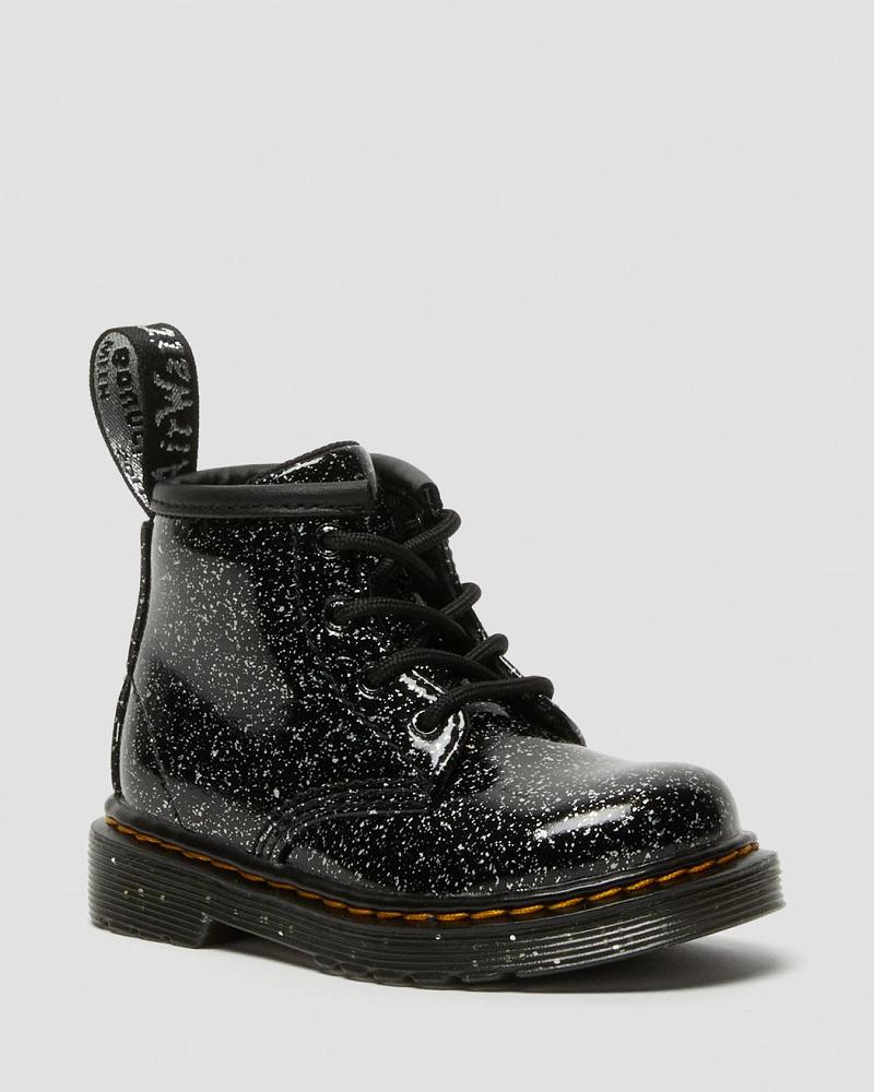 Black Kids\' Dr Martens Infant 1460 Glitter Ankle Casual Boots | CA 657YXF